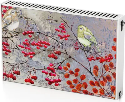 Produktbild von Herbstvögel – Magnetische Heizkörperabdeckung – 90x60 cm – Magnet Heizkörperabdeckung – 3D Würfel – Heizkörperverkleidung – Magnetische Wandverkleidung – Wetterfest