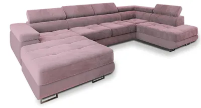 Produktbild von Masseno Ecksofa CASONE R-S mit Schlaffunktion U-Form, Sofa mit Bettkasten, Wohnzimmersofa, Couch, Soffa, Bettsofa, Couchgarnitur- Lila, MONOLITH 62