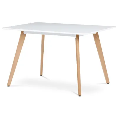 Produktbild von Moderner Esstisch Autronic Esstisch 120x80x74 cm, MDF, weiß matt lackiert, Buche massiv (DT-313 WT)