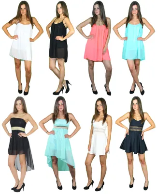 Produktbild von y Sommer Cocktail Kleid Bandeau Vokuhila Mini Party Strand Push Up Gr. XS-XL, Größe:XS, Kleider Farbe:Vokuhila-Kleid grün