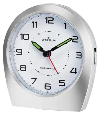 Obrázek produktu pro Budík Atrium, rádiově synchronizovaný, analogový, s povrchem stříbrné barvy