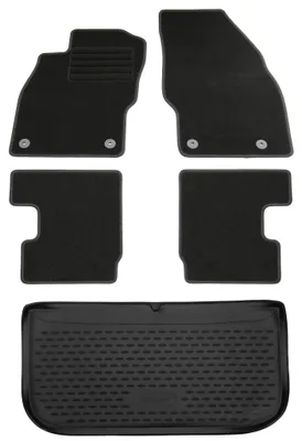Gummi-Kofferraumwanne + Fußmatten Set für Opel Adam, Bj. 1/2013-2019, schwarz