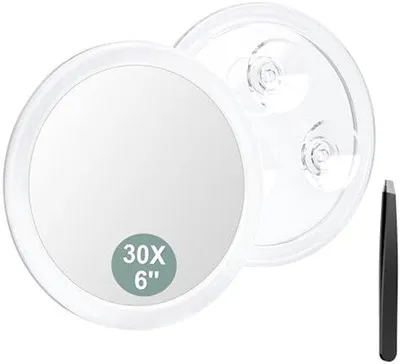 Produktbild von Vergrößerungsspiegel für Make-up mit 30-facher Vergrößerung, 15 cm Durchmesser, mit 3 Saugnäpfen