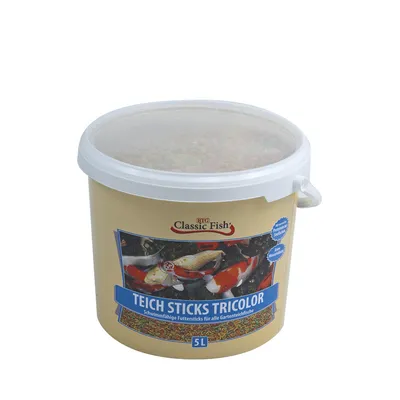Produktbild von BTG Classic Fish Classic Teich Sticks TriColor Eimer, Teichfische, Trockenfischfutter, Granulat, Vitamin A, Vitamin C, Vitamin D3, Vitamin E, Kalzium, Phosphorus, 21%