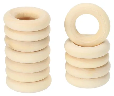 Holzringe 25 mm, 60 Stück, naturbelassen, für Makramee & Basteln