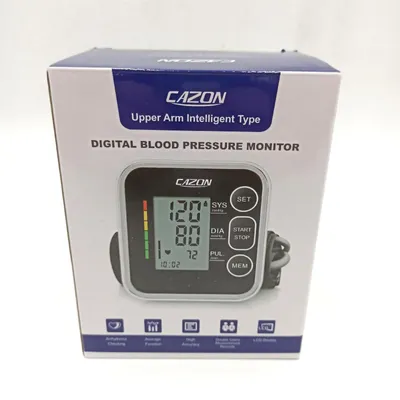 Image de CAZON Tensiomètre à bras digital entièrement automatique Tensiomètre à pulsations Mesure de la tension artérielle Grande avec grand brassard 2x120 Double utilisateur Noir