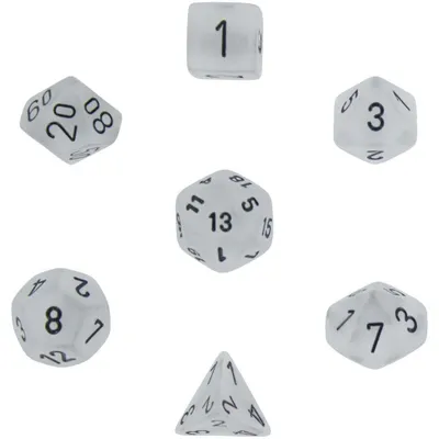 Produktbild von Chessex 7-Würfelset Frosted Transparent/Schwarz