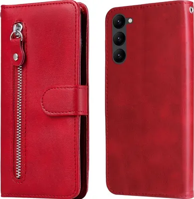Produktbild von Mobigear Zipper  Samsung Galaxy S23 Hülle Klapphülle Geldbörse - Rot