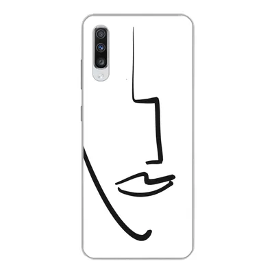 Produktbild von MuchoWow® Handyhülle Schutzhülle Hülle für Samsung Galaxy A70 Gesicht - Frau - Minimalismus Silikon Softcase Handy Hülle - Schutzhaube