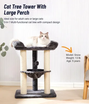 Image de Arbre à gratter pour chat, 71 cm, idéal pour les chats d'intérieur, avec couchage et hamac, en sisal