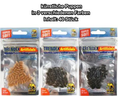 Produktbild von 40 künstliche Maden Puppen Gummimaden Caster von Behr, Farbe:mittelbraun