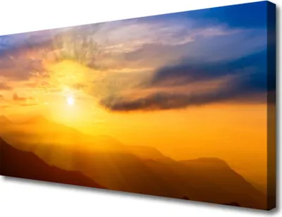 Produktbild von Tulup Leinwand-Bilder 100x50 Wandbild Canvas Kunstdruck Gebirge Sonne Landschaft