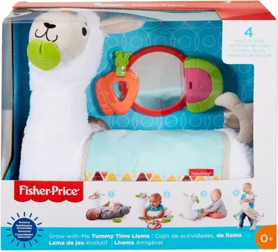 Produktbild von Fisher-Price 4-in-1 Lama Spielkissen, hochwertiges Spielkissen für Kleinkinder, Stoff, Kunststoff, Weiß
