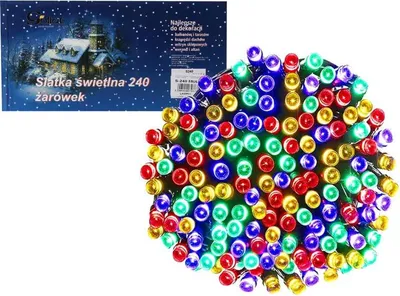 Zdjęcie produktu dla Kolorowa Siatka świetlna z wymiennymi żarówkami 240szt do dekoracji zewnętrznych