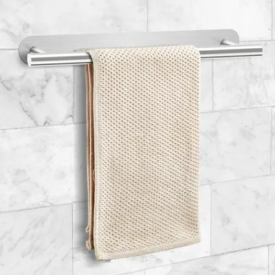 Produktbild von Selbstklebender Handtuchhalter – Bohrfreie Halterung – Aufbewahrung für das Badezimmer – Edelstahl – 40 cm – Silber