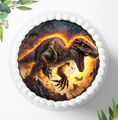 Produktbild von Für die Geburtstags Torte ein Tortenaufleger, Zuckerbild mit dem Motiv: Dinosaurier, Essbares Foto für Torten, Fondant, Ø 20cm, 1209z