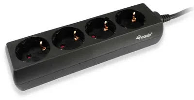 Produktbild von Equip 4-Anschluß Steckdosenleiste, 1,1 m, Typ F, Schwarz, 4 AC-Ausgänge, 100 - 240 V, 50 - 60 Hz