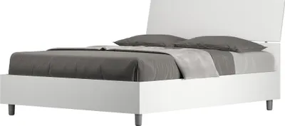 Produktbild von ITYHOME - Bett ohne Lattenrost 140x200 schräges Kopfteil Esche weiß Demas