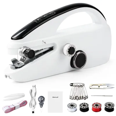 Produktbild von Mini-Handnähmaschine elektrisch, tragbar, USB-C, für Stoffe bis 1,8 mm, inkl. Nähset