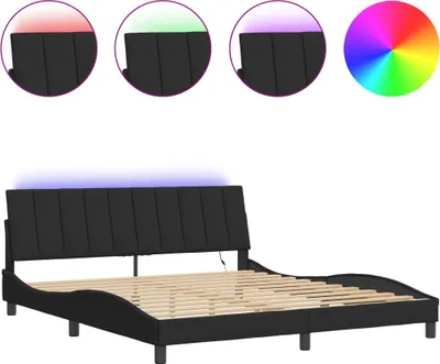 Produktbild von vidaXL Bettgestell mit LED ohne Matratze "Hanko" Schwarz 180x200 cm Samt