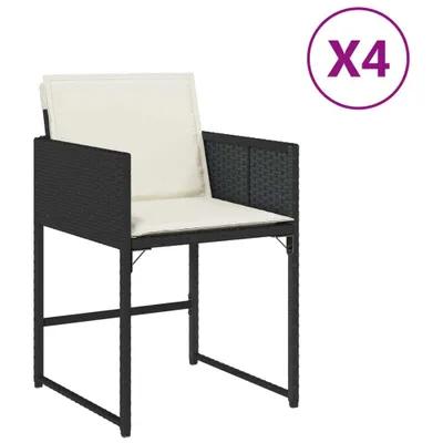 Produktbild von vidaXL Gartenstühle mit Kissen 4 Stk. Schwarz Poly Rattan