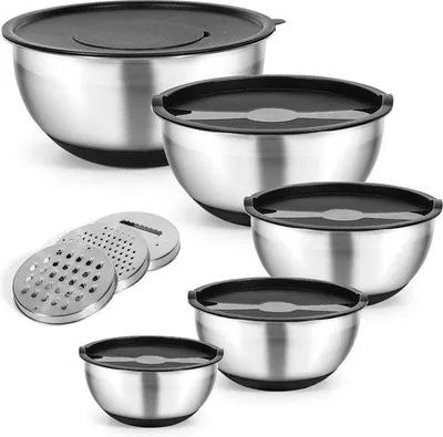 Productafbeelding van Set van 5 kommen met deksels en raspaccessoires