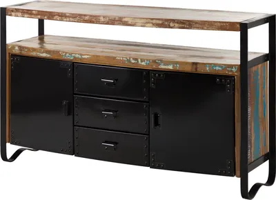 Image de MASSIVMOEBEL24 | Buffet 150x43 Bois de récupération laqué Multicolore INDUSTRIAL #06