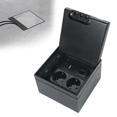Zdjęcie produktu dla Gniazdo podłogowe wpuszczane stal nierdzewna 2AC USB a c RJ45