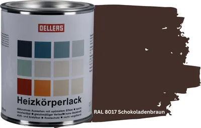 Produktbild von OELLERS Heizkörperlack DIY 1L – RAL 8017 Schokoladenbraun | Heizkörperfarbe & Heizungsfarbe | Hochdeckender Heizungslack | Hitzebeständig & langlebig