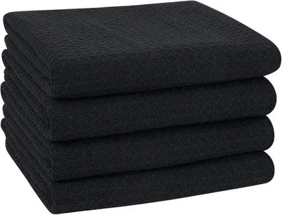 Productafbeelding van Microvezel vaatdoeken, set van 4 - zwart, 40x60 cm, absorberend en zacht