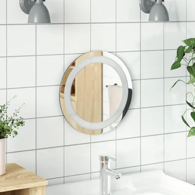Image de Miroir de salle de bain LED, transparent, diamètre 30 cm, en verre trempé