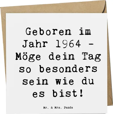 Produktbild von Mr. & Mrs. Panda Grußkarte Spruch 1964 Geburtstag - Weiß - Geschenk, besondere Momente, Geburtstagsgeschenke, faltkarte, Klappkarte, Glückwunsch, Geburtstagsgeschenk