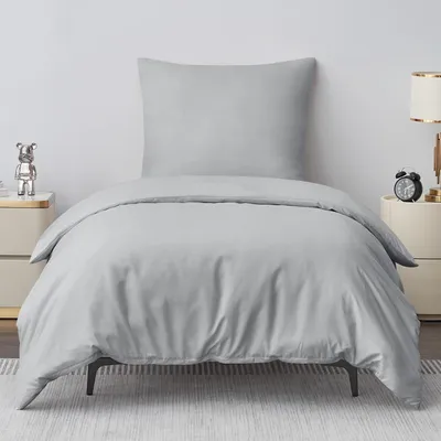 Produktbild von Bettwäsche-Set 155x220 cm 2-teilig Grau Mikrofaser mit Reißverschluss  Bügelfrei