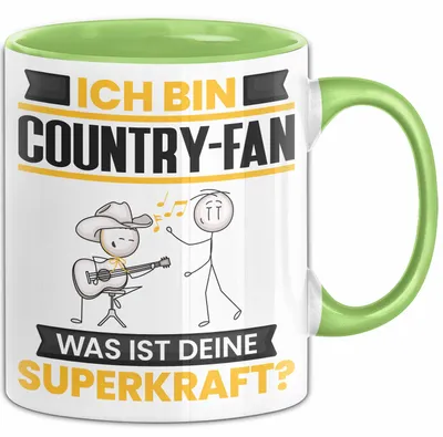 Produktbild von Country-Fan Tasse Geschenk für Country-Fan Geburtstag Lustiger Spruch Kaffee-Becher Was Ist Deine Superkraft (Grün)