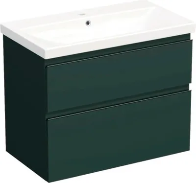 Produktbild von Jungborn Waschplatz TRENTA BxHxT 80x65x45 cm grün salvia matt mit Keramik-Waschtisch Griffleiste schwarz