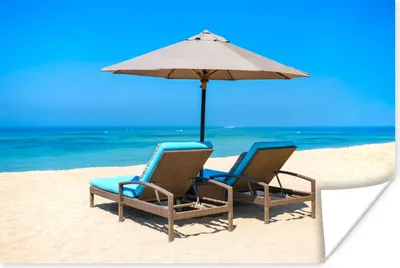 Produktbild von MuchoWow® Poster Strandkorb - Sonnenschirm - Sommer - Meer 90x60 cm - Schlafzimmer