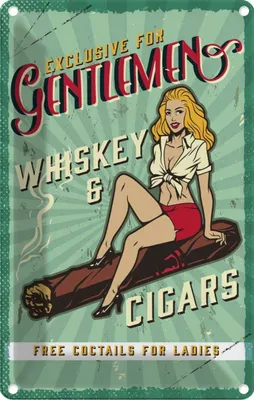 Zdjęcie produktu dla vianmo Blaszany znak 18x12 cm Pinup Exlusive Gentleman Whiskey