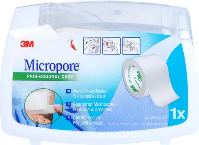 Produktbild von 3M Micropore Vlies-Fixierpflaster für sensible Haut 2,5 cm x 5 m, 1 St. Pflaster