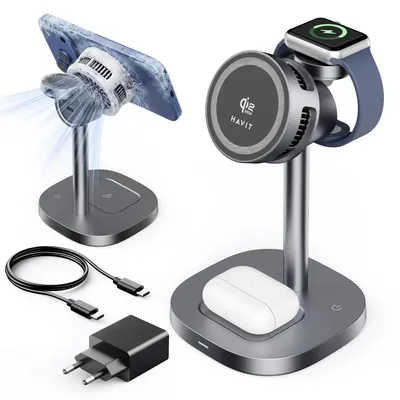 Produktbild von Qi2.2 25W MagSafe 3-in-1 Ladestation mit Kühlung für Apple Watch und iPhone