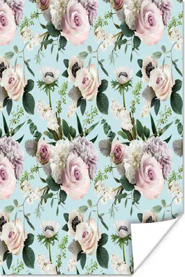 Produktbild von MuchoWow® Poster Blumen - Rosen - Pastell 120x180 cm - Kunstposter