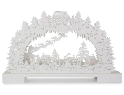 Produktbild von Riffelmacher Schwibbogen Winterlandschaft mit Schneemännern 44 x 25cm 76489 | Weiß