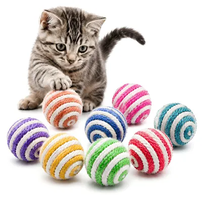 Produktbild von Sisalbälle Katzenspielzeug Katzenball - 9 Stück - Ø 4,3 cm - Interaktives Spielzeug