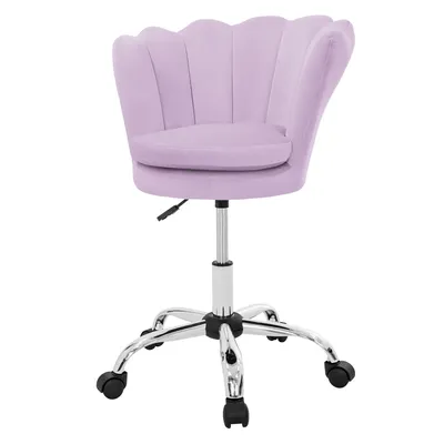 Obrázek produktu pro Kancelářská židle ML-Design ve fialovém sametu, židle pro líčení s opěradlem, otočná židle s kolečky, výškově nastavitelná kancelářská židle, otočná stolička