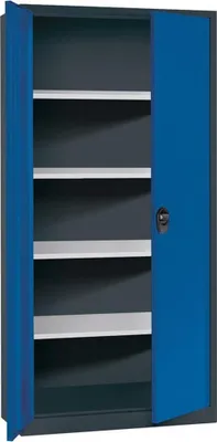 Produktbild von Flügeltürenschrank 4Böden lack.50kg Tragl. H1950xB940xT400mm RAL 7016/5010, 4317784969703