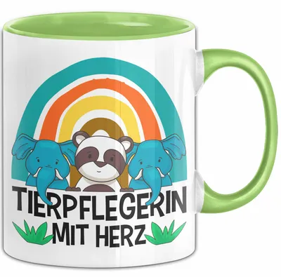 Produktbild von Tierpflegerin Mit Herz Tasse Lustiges Geschenk Für Zoo Tierpflegerin (Grün)