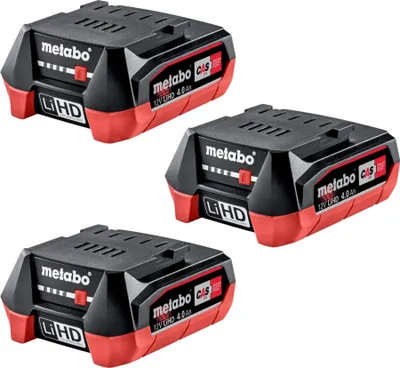 Produktbild von Metabo Akku Set 3x LiHD Akkupack 12 V  4,0 Ah / 4000 mAh Li-Ion mit Ladestandanzeige ( 3x 625349000 )