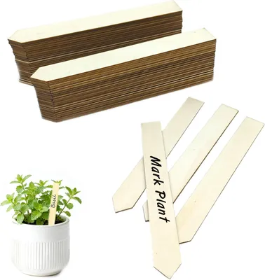 Imagen del producto de Etiquetas de madera para plantas, 50 unidades, resistentes a la intemperie, para uso en jardín y en interiores