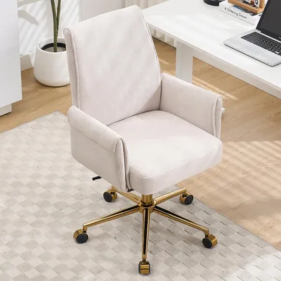 Produktbild von Höhenverstellbarer Bürodrehstuhl mit mittelhoher Rückenlehne, gestreiftem Bezugsstoff, ergonomisch, für Arbeit, Studium & Entspannung, bequem, in Grau