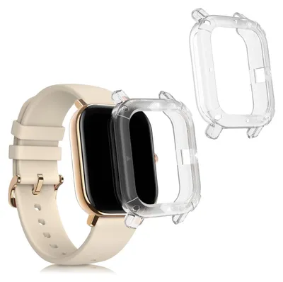 Produktbild von kwmobile 2x Sport Schutzhülle kompatibel mit Huami Amazfit GTS Hülle - Silikon Cover klar - Case ohne Tracker - Transparent
