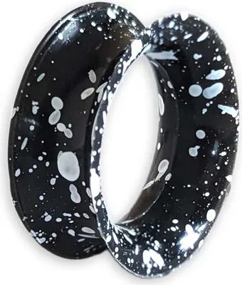 Produktbild von viva adorno 1 Stück 12mm Tube Flesh Tunnel Plug Silikon Ohr Piercing Graffiti gesprenkelt flexibel Größe Z108g Schwarz Weiß